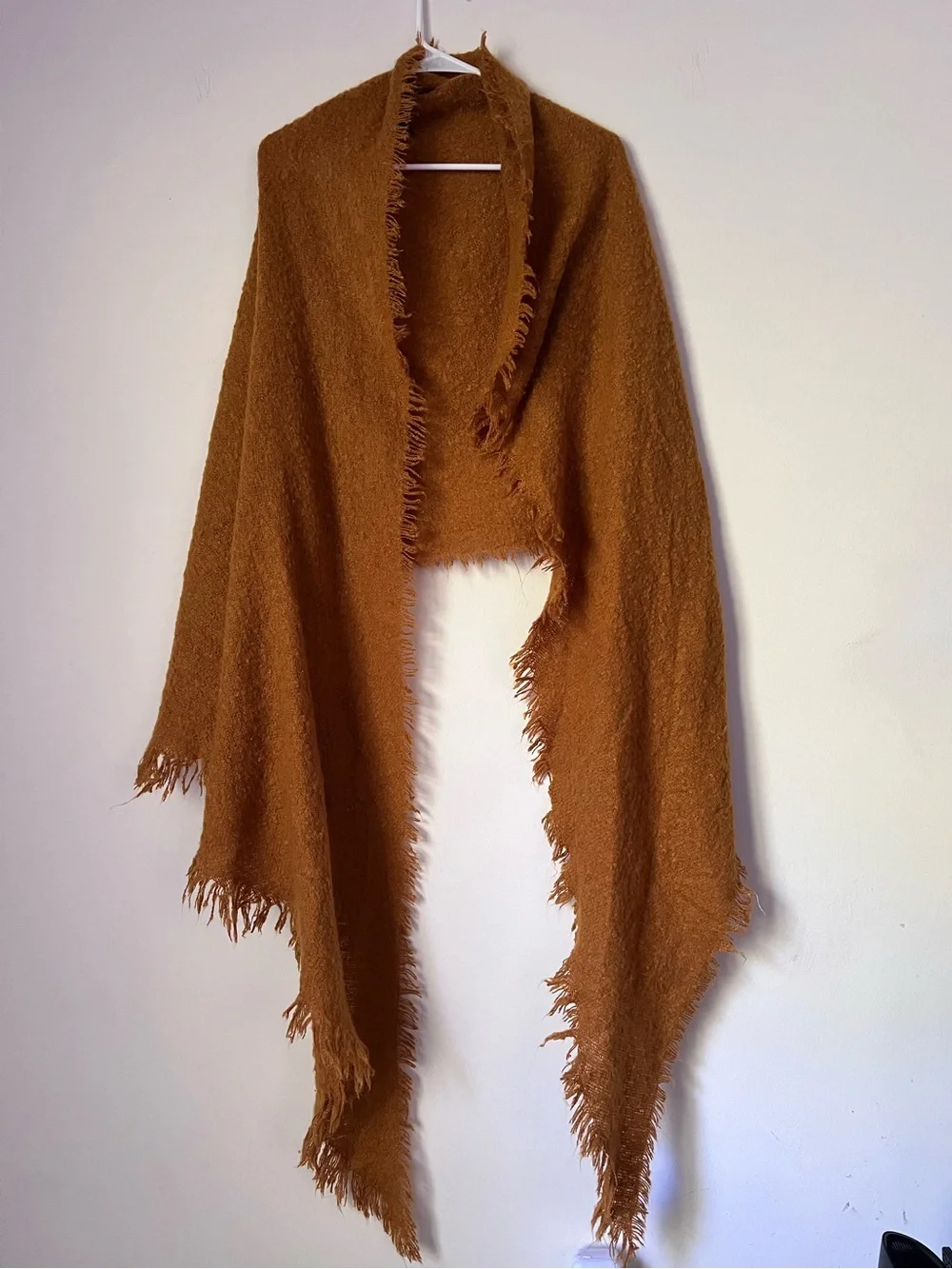 Anthropologie Golden Mustard Butternut Boucle Fringed Scarf Shawl Wrap